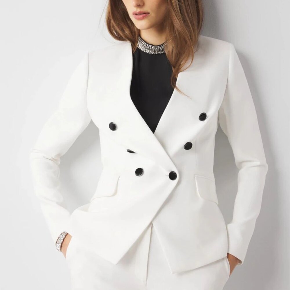 nwt WHITE HOUSE BLACK MARKET tuxedo studio blazer black pearl